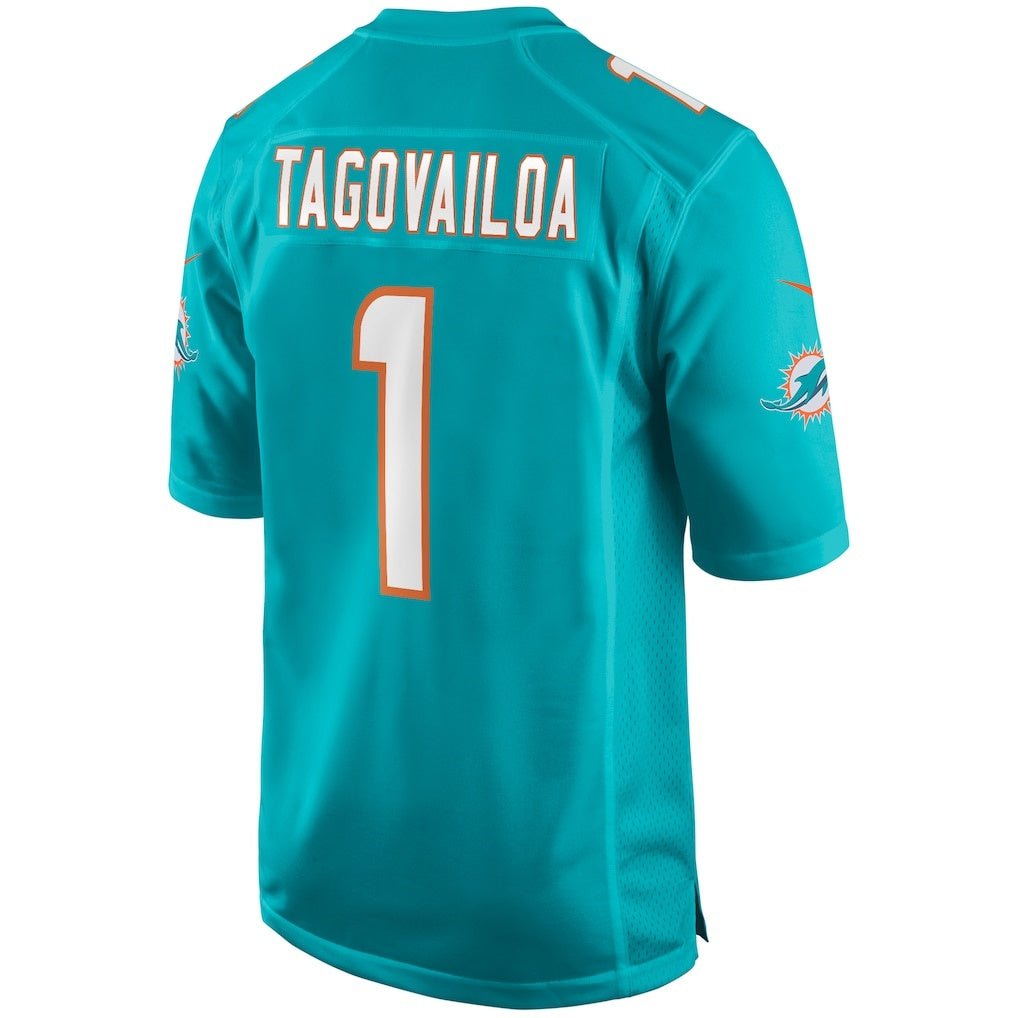 M.Dolphins #1 Tua Tagovailoa Aqua Player Game Football Jersey
