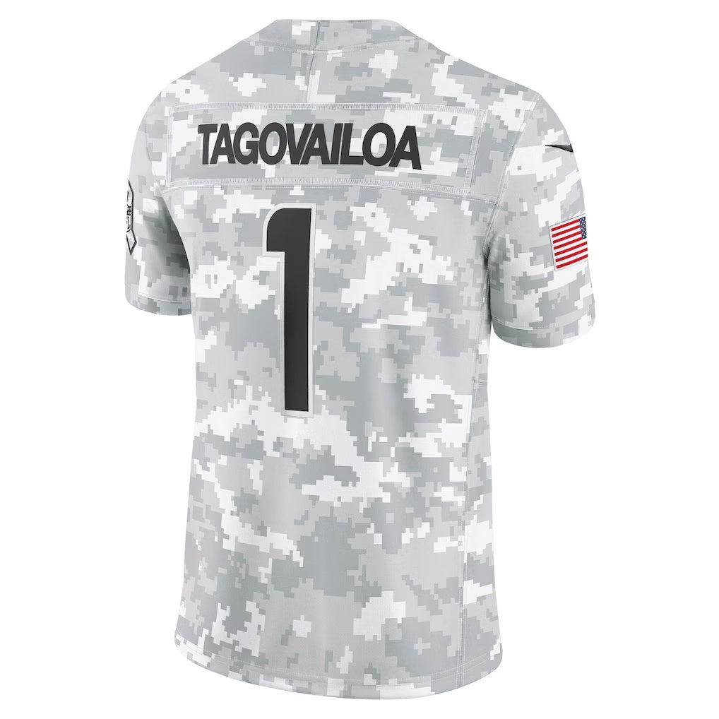 M.Dolphins #1 Tua Tagovailoa Arctic Camo 2024 Salute to Service Limited Football Jersey