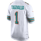 M.Dolphins #1 Tua Tagovailoa White 2nd Alternate Game Football Jersey