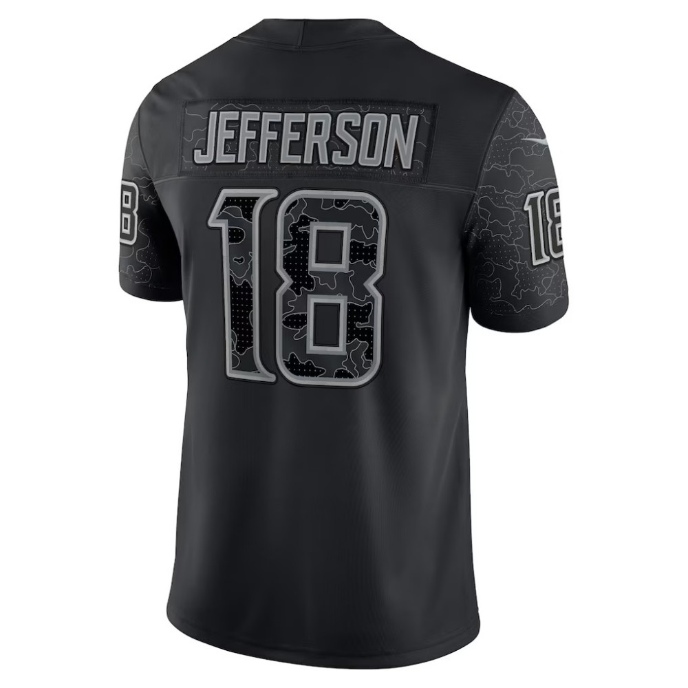 Justin Jefferson Vikings #18 Black RFLCTV Limited Stitched Football Jersey