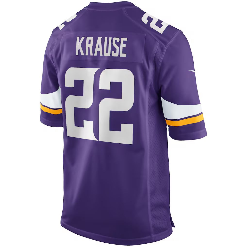 MN.Vikings #22 Paul Krause Purple Game Retired Player Jersey