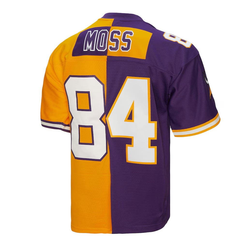 MN.Vikings #84 Randy Moss Mitchell & Ness Purple-Gold Split Legacy Replica Jersey
