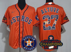 Men's Houston Astros #27 Jose Altuve Orange Team Logo Fashion Stitched 2022 World Series Champions Patch Baseball Jerseys