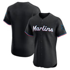 Miami Marlins Black Alternate Vapor Premier Elite Patch Baseball Jersey