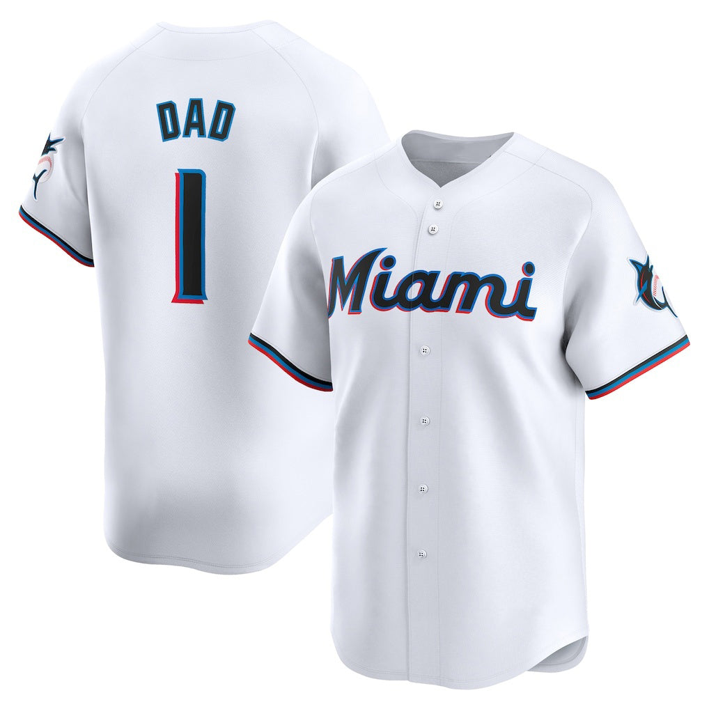 Miami Marlins White #1 Dad Home Limited Baseball Jersey