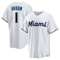 Miami Marlins White #1 Groom Home Replica Baseball Jersey