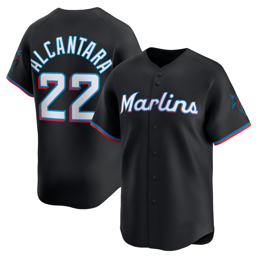 Miami Marlins #22 Sandy Alcantara Black Alternate Limited Player Baseball Jersey