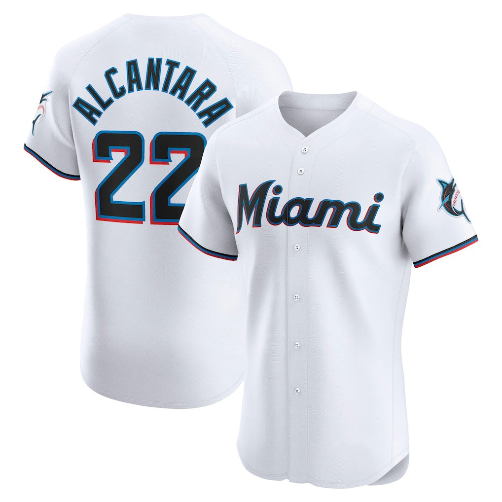 Miami Marlins #22 Sandy Alcantara White Home Elite Baseball Jersey
