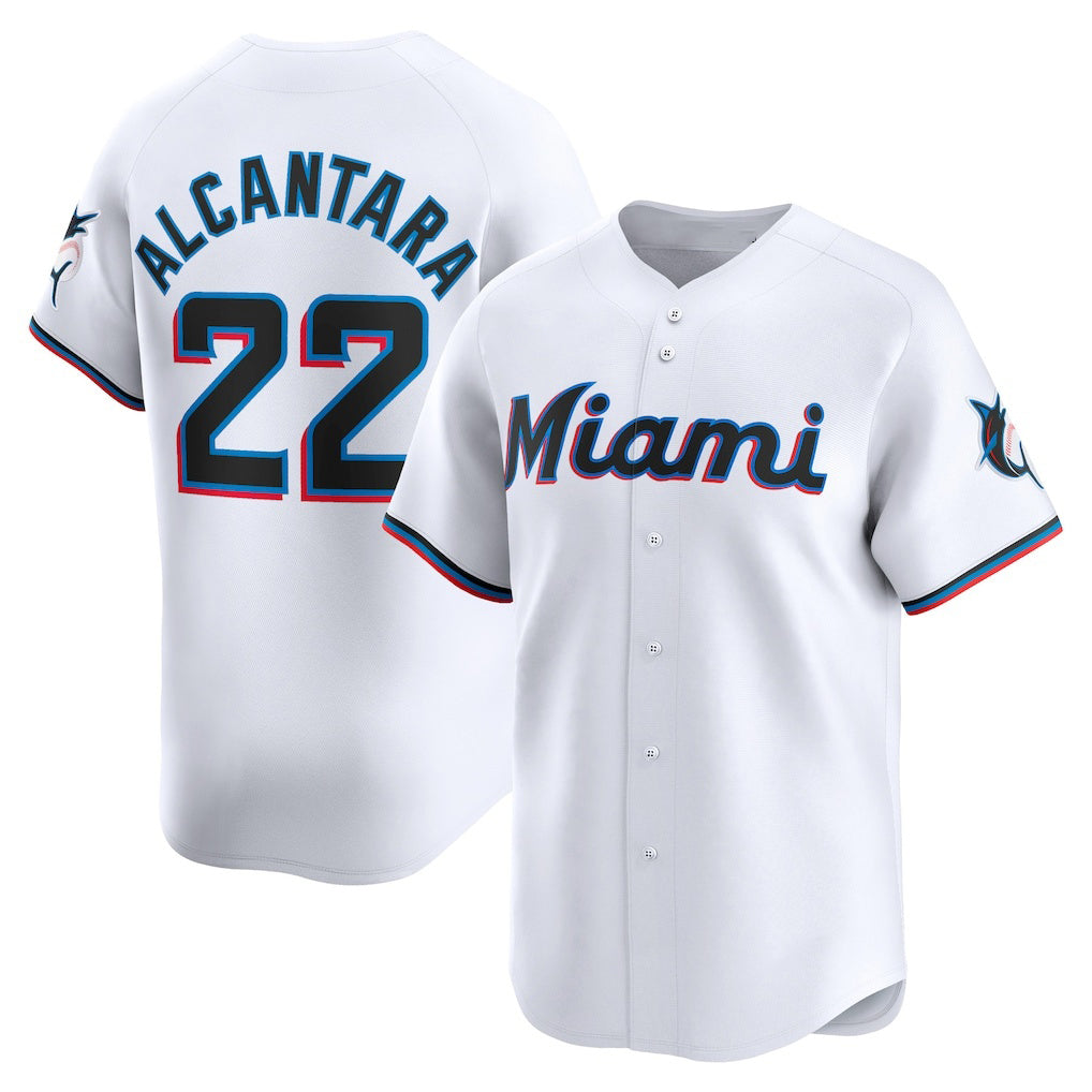 Miami Marlins #22 Sandy Alcantara White Home Limited Player Baseball Jersey