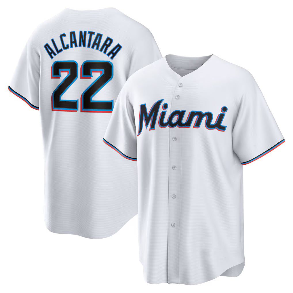 Miami Marlins #22 Sandy Alcantara White Replica Player Baseball Jersey