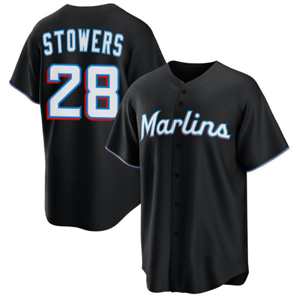 Miami Marlins #28 Kyle Stowers Black Cool Base Stitched Baseball Jersey