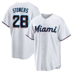 Miami Marlins #28 Kyle Stowers White Home Replica Baseball Jersey