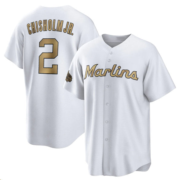 Miami Marlins #2 Jazz Chisholm Jr. White 2022 All-Star Cool Base Stitched Baseball Jersey