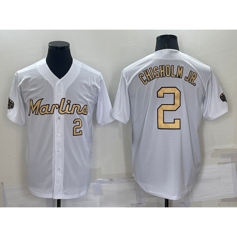 Miami Marlins #2 Jazz Chisholm Jr Number White 2022 All Star Stitched Cool Baseball Jersey