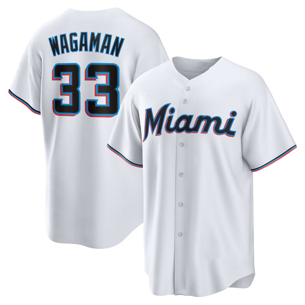 Miami Marlins #33 Eric Wagaman White Home Replica Baseball Jersey