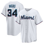 Miami Marlins #34 Liam Hicks White Home Replica Baseball Jersey