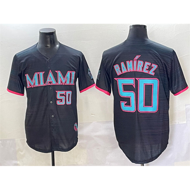 Miami Marlins #50 Agustín Ramírez Black 2025 City Connect Limited Stitched Baseball Jersey