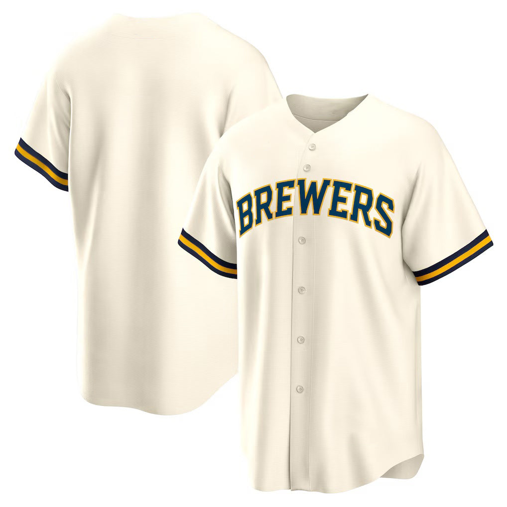 Milwaukee Brewers Cream Home Replica Team Baseball Jersey