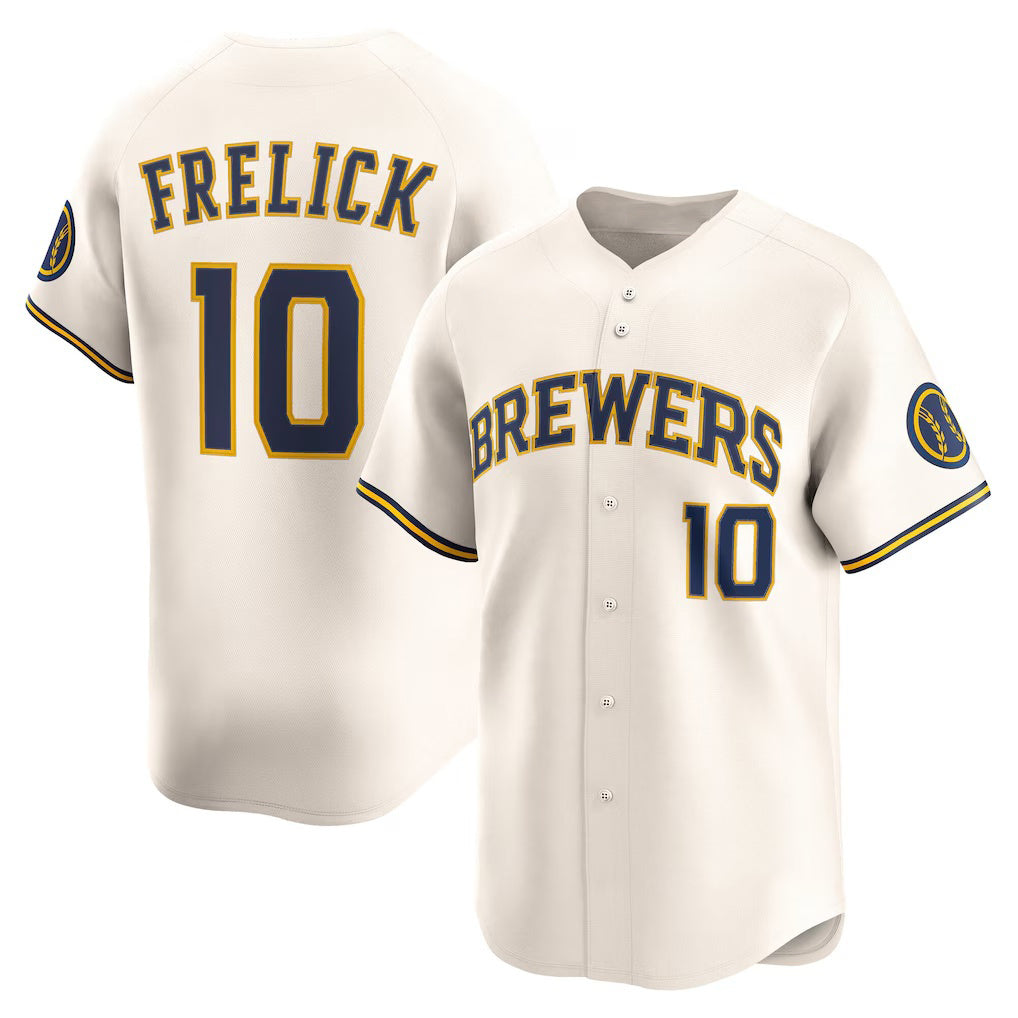 Milwaukee Brewers #10 Sal Frelick Cream Home Limited Player Baseball Jersey