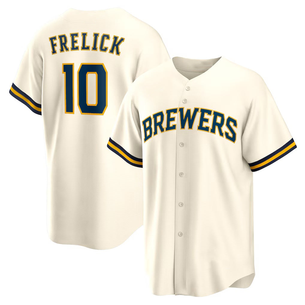 Milwaukee Brewers #10 Sal Frelick Cream Home Replica Player Baseball Jersey