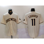 Milwaukee Brewers #11 Jackson Chourio Cream Stitched Cool Baseball Jersey