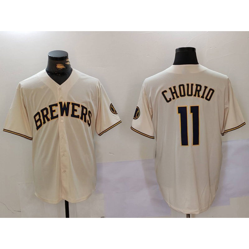 Milwaukee Brewers #11 Jackson Chourio Cream Stitched Cool Baseball Jersey