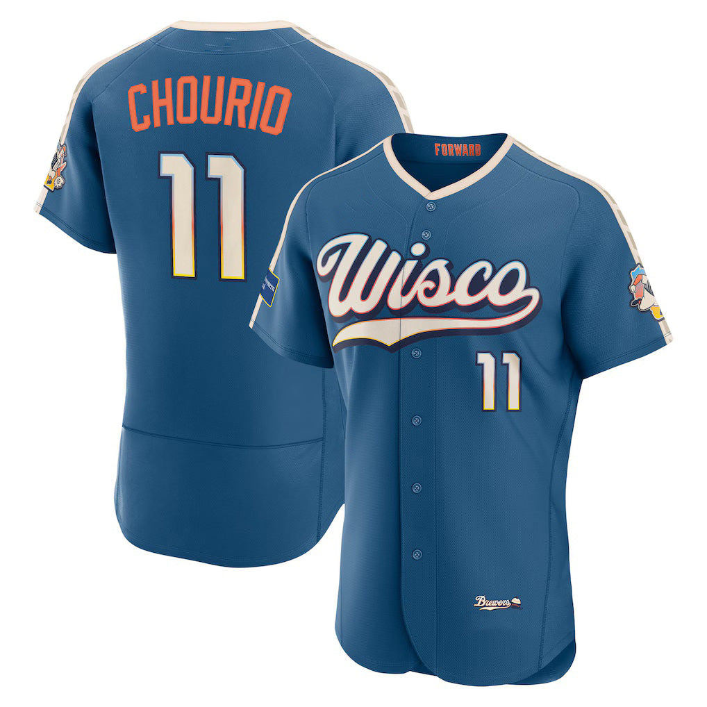Milwaukee Brewers #11 Jackson Chourio Mineral Blue 2026 City Connect Authentic Sponsor Patch Baseball Jersey