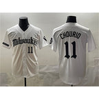 Milwaukee Brewers #11 Jackson Chourio White 'Gothic 414 Shadows Edition' Vapor Premier Limited Stitched Baseball Jersey