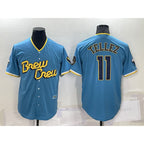 Milwaukee Brewers #11 Rowdy Tellez Blue 2022 City Connect Cool Base Stitched Baseball Jersey