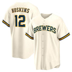 Milwaukee Brewers #12 Rhys Hoskins Cream Home Replica Player Baseball Jersey