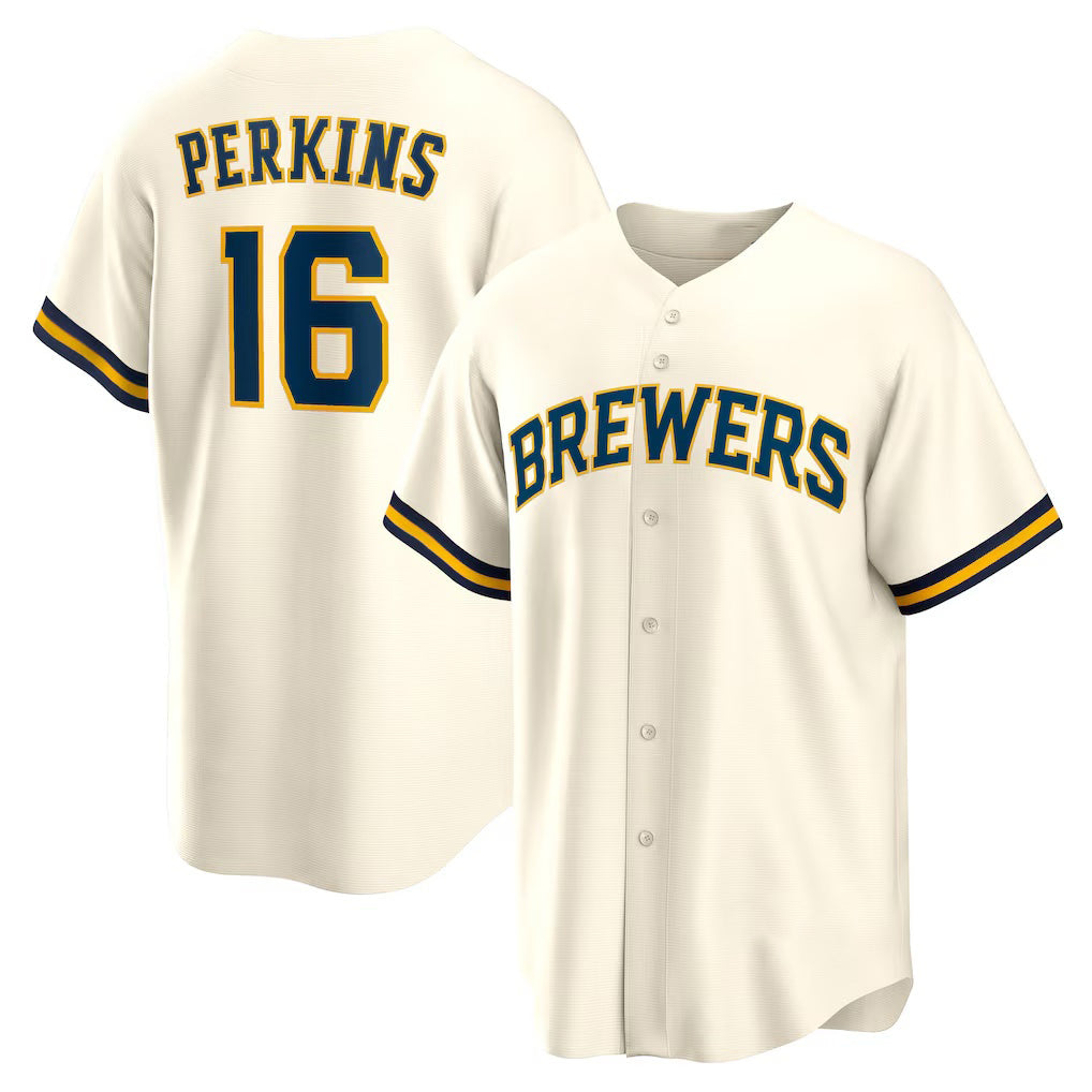 Milwaukee Brewers #16 Blake Perkins Cream Home Replica Baseball Jersey