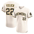 Milwaukee Brewers #22 Christian Yelich Cream Home Elite Player Baseball Jersey