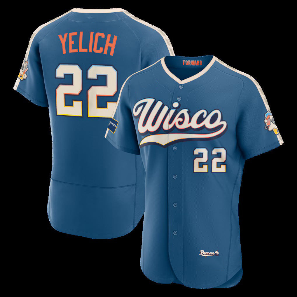 Milwaukee Brewers #22 Christian Yelich Mineral Blue 2026 City Connect Authentic Sponsor Patch Baseball Jersey