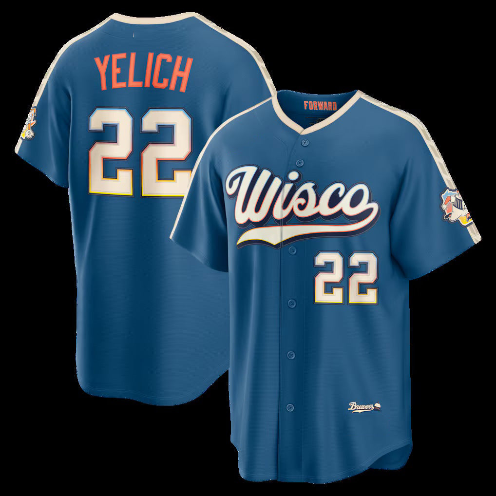 Milwaukee Brewers #22 Christian Yelich Mineral Blue 2026 City Connect Stadium Baseball Jersey