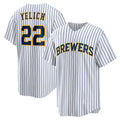 Milwaukee Brewers #22 Christian Yelich White Alternate Replica Player Baseball Jersey