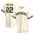 Milwaukee Brewers #22 Christian Yelich White Home Replica Baseball Jersey