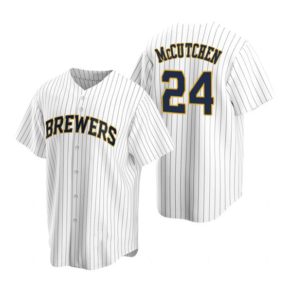 Milwaukee Brewers #24 Andrew McCutchen White Cool Base Stitched Baseball Jersey
