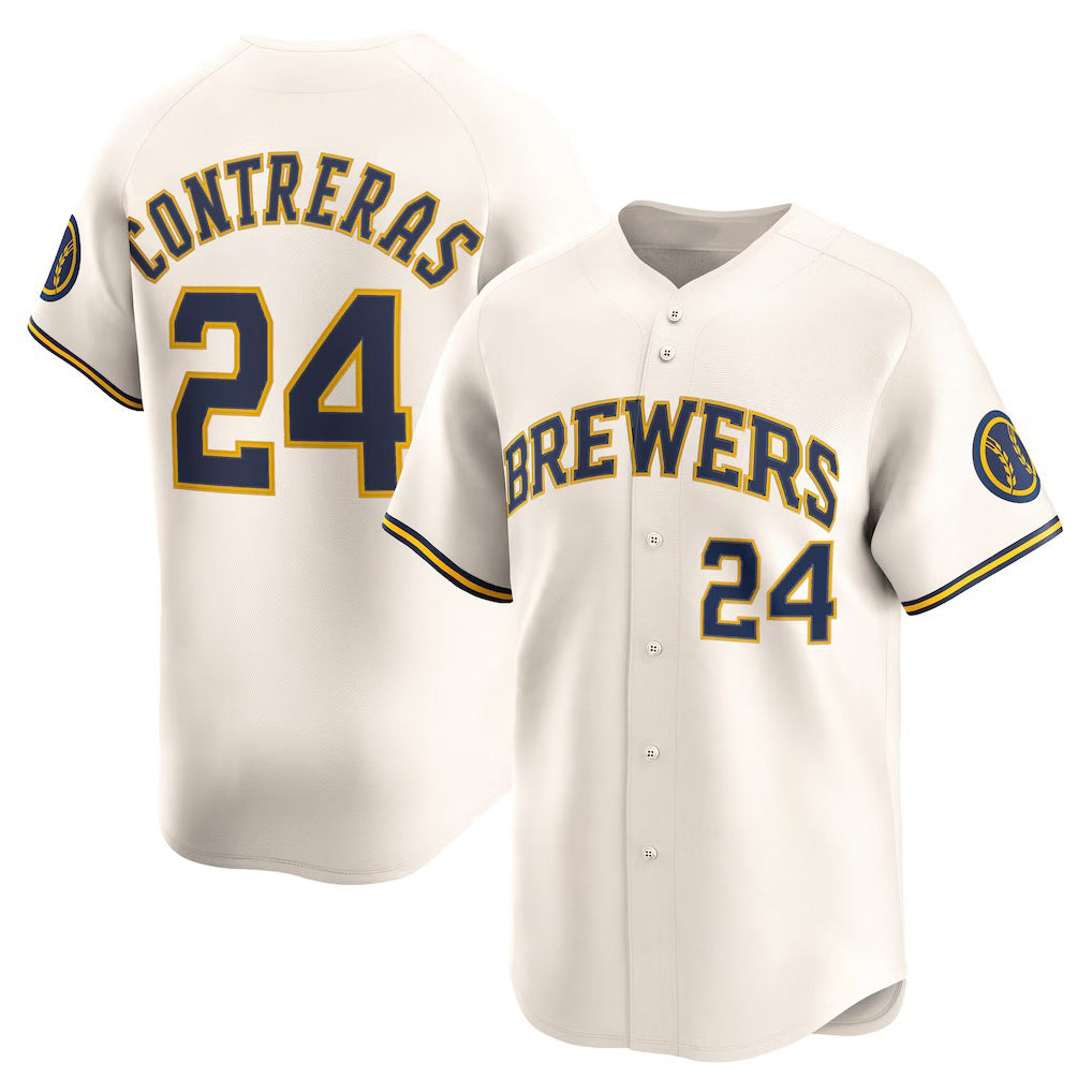Milwaukee Brewers #24 William Contreras Cream Home Limited Player Baseball Jersey