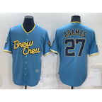 Milwaukee Brewers #27 Willy Adames 2022 Powder Blue City Connect Cool Base Stitched Baseball Jersey