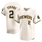 Milwaukee Brewers #2 Brice Turang Cream Limited Baseball Jersey