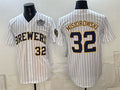 Milwaukee Brewers #32 Jacob Misiorowski White 2026 NLCS Patch Stitched Baseball Jersey