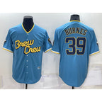 Milwaukee Brewers #39 Corbin Burnes Blue 2022 City Connect Cool Base Stitched Baseball Jersey