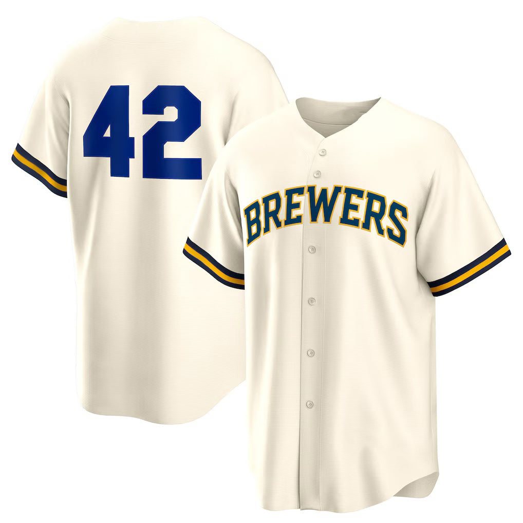 Milwaukee Brewers #42 Jackie Robinson Cream Home 2025 Day Replica Baseball Jersey