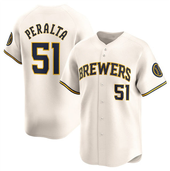 Milwaukee Brewers #51 Freddy Peralta Cream Limited Stitched Baseball Jersey