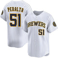 Milwaukee Brewers #51 Freddy Peralta White Alternate Limited Stitched Baseball Jersey