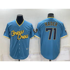 Milwaukee Brewers #71 Josh Hader Blue 2022 City Connect Cool Base Stitched Baseball Jersey