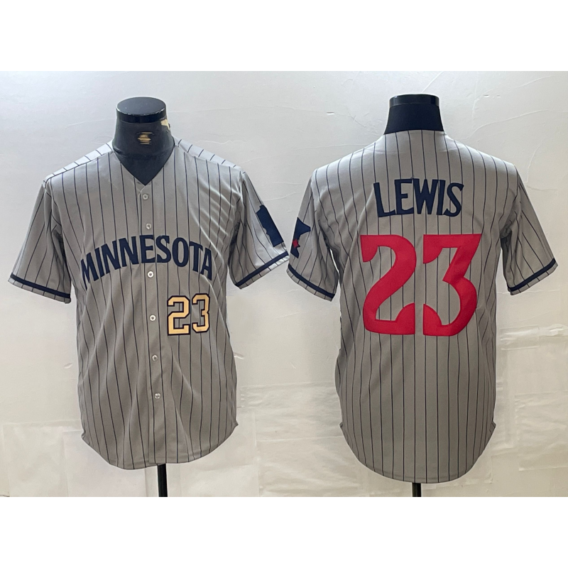 Minnesota Twins #23 Royce Lewis Number 2023 Grey Home Team Cool Base Stitched Baseball Jersey