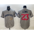Minnesota Twins #23 Royce Lewis Number 2023 Grey Home Team Cool Base Stitched Baseball Jersey