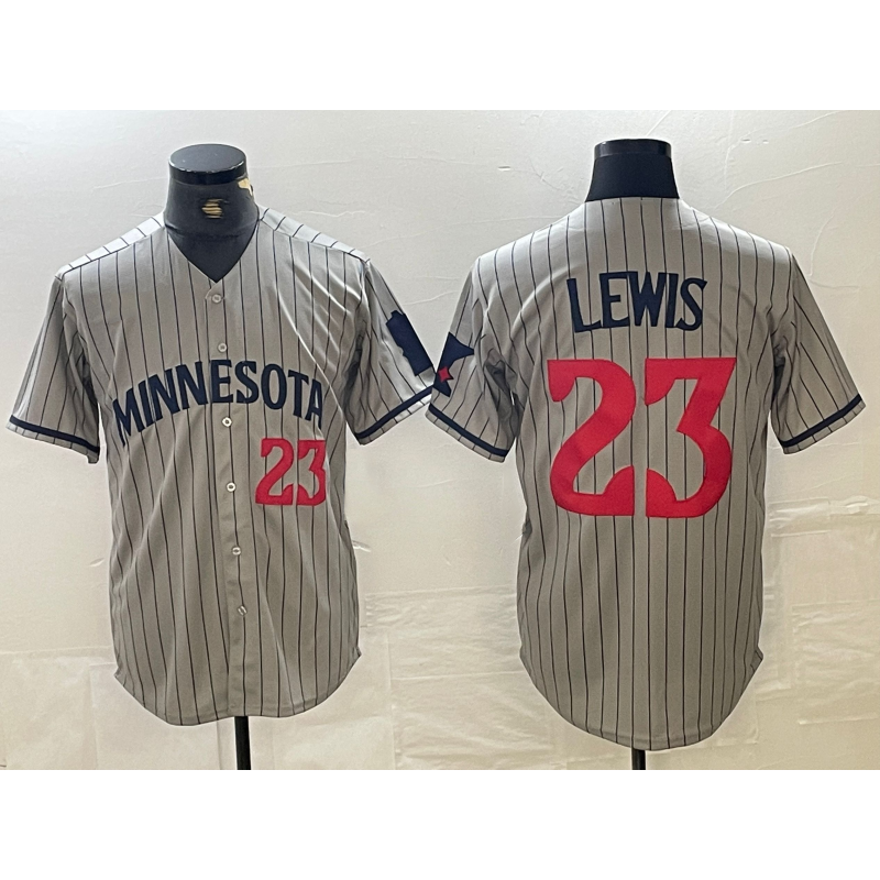 Minnesota Twins #23 Royce Lewis Number 2023 Grey Home Team Cool Base Stitched Baseball Jerseys