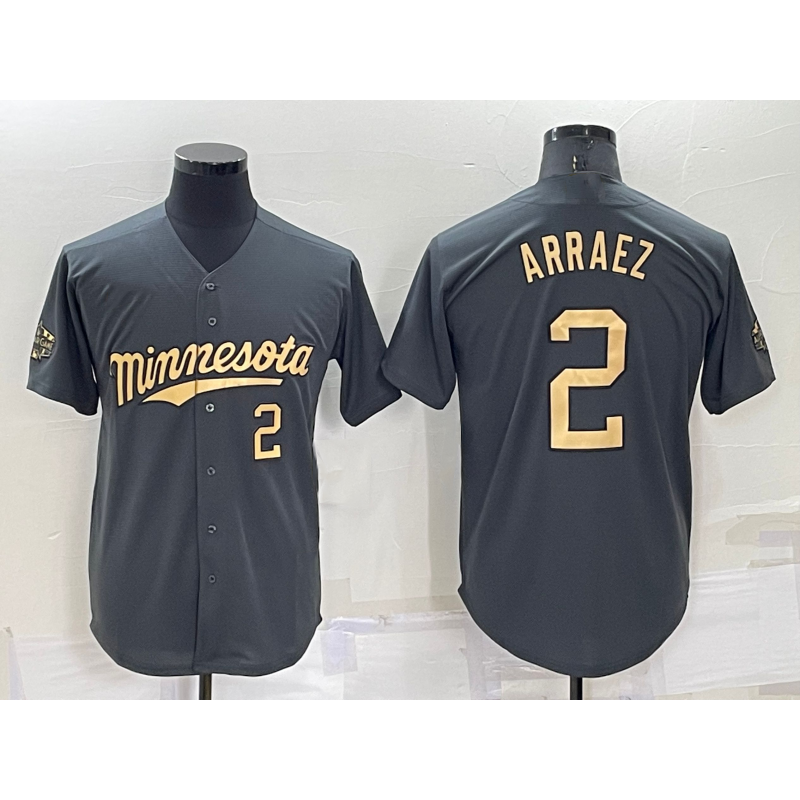 Minnesota Twins #2 Luis Arraez Number Charcoal 2022 All-Star Cool Base Stitched Baseball Jersey
